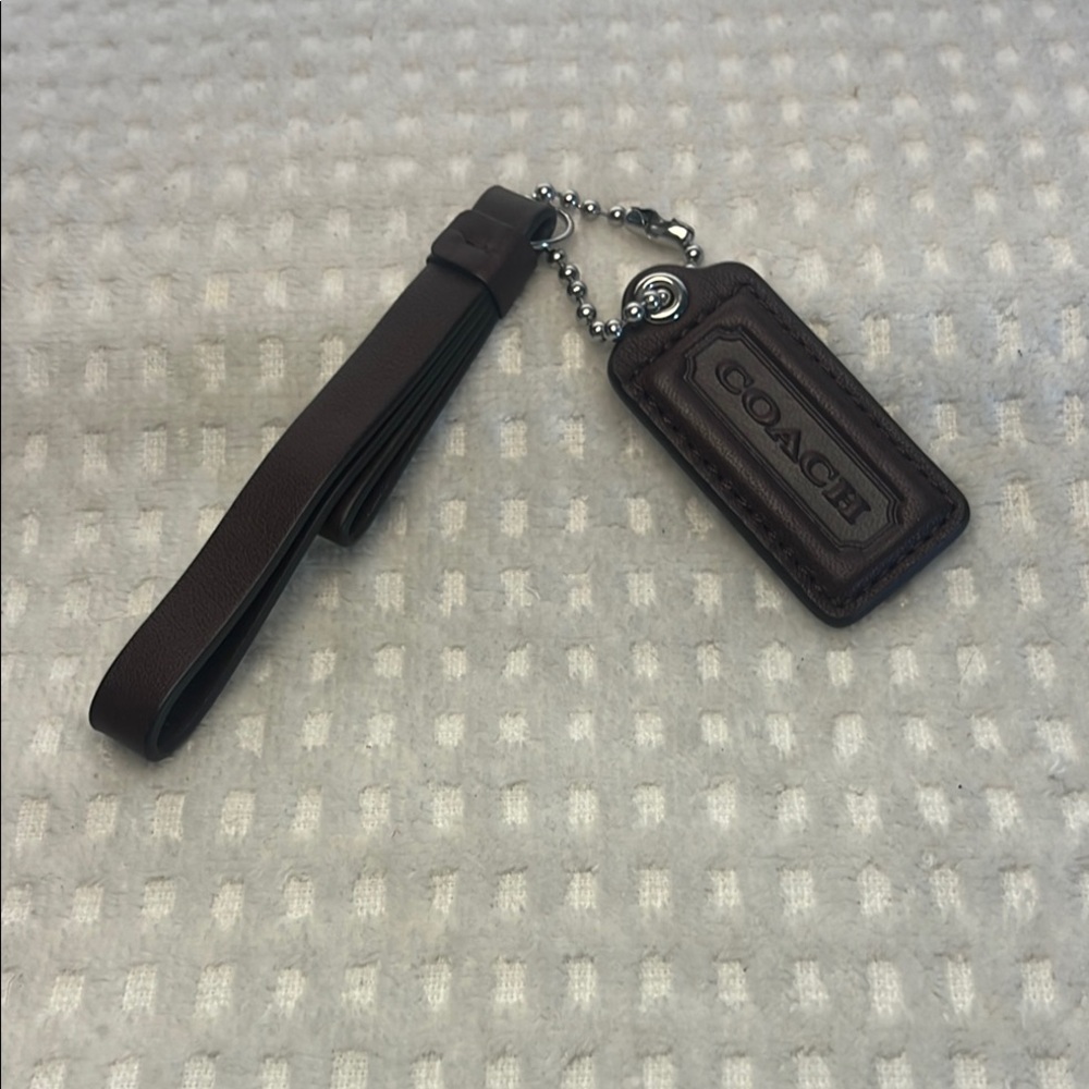 Coach Dark Brown Leather Keychain